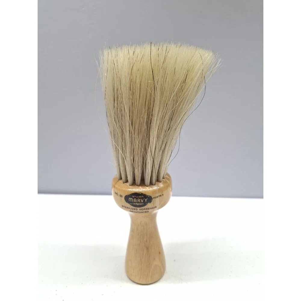 Vintage William Marvy No 53 Horsehair Wood Barber Neck Duster Brush 7